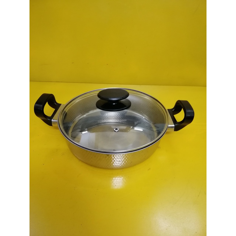 Nồi lẩu (chảo) inox nội địa Nhật, size 25cm, cao 6cm (mã 787), Dùng được bếp từ