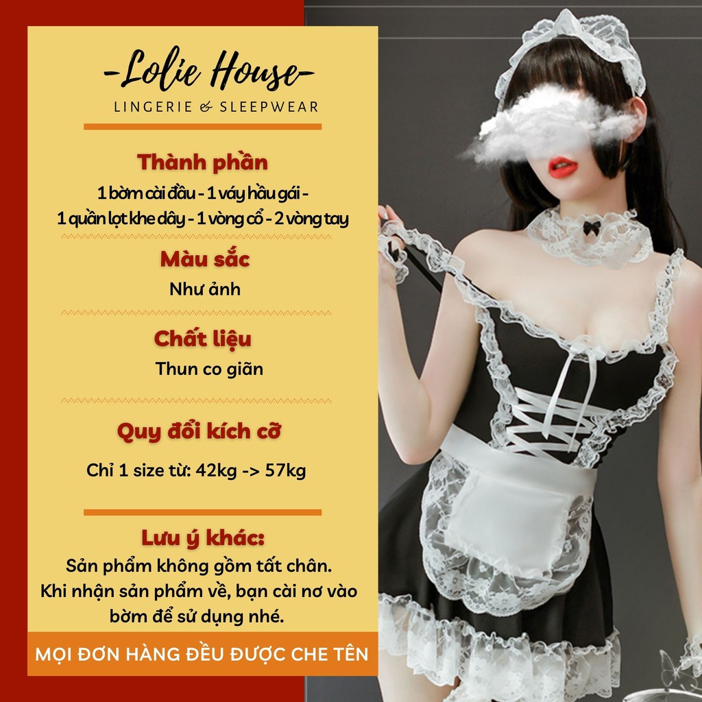 Cosplay hầu gái sexy - Set váy ngủ sexy cosplay cô hầu bàn tạp dề trắng LOLIE HOUSE - CP5