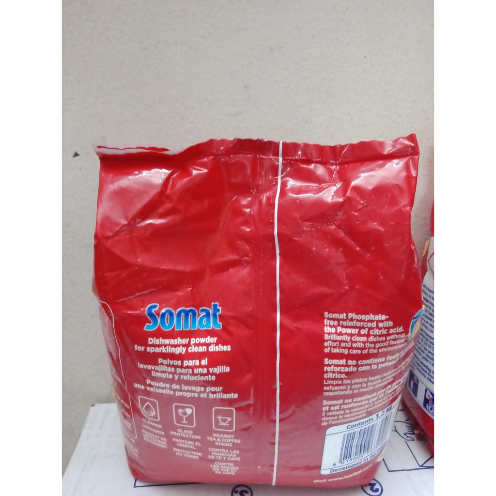 gói bột rửa bát chén ly Somat 1,2kg chuyên dùng cho máy( tặng que thử nước cứng khi mua 2 gói )kết hợp cùng muối bóng