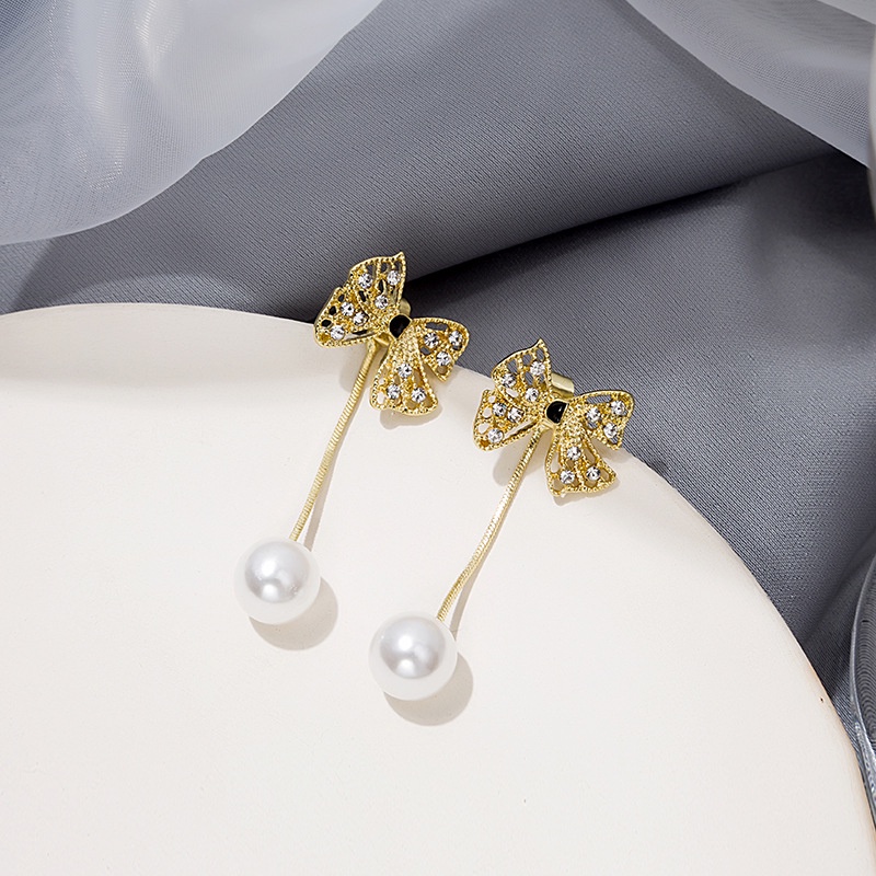 Bông Tai Mạ Bạc 925 Dáng Dài Đính Đá Phối Tua Rua Phong Cách Hàn Quốc Thời Trang