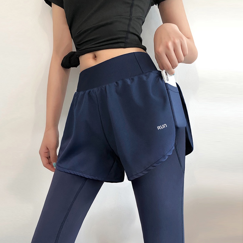 Quần dài tập gym nữ 2 lớp có túi Louro, kiểu quần short nữ tập yoga, zumba, thông thoáng, chất liệu co giãn - QL39D