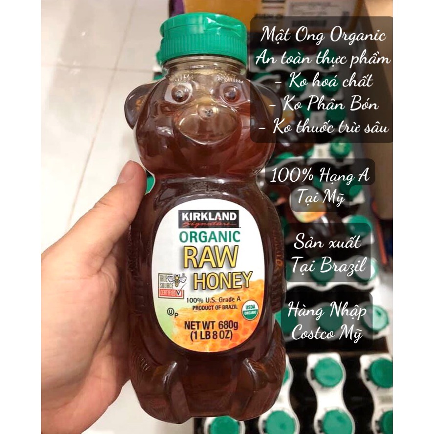 ❤️ Sale Xả Kho [Date 9/2022] Mật ong gấu hữu cơ Kirkland Organic Raw Honey 680g Mỹ