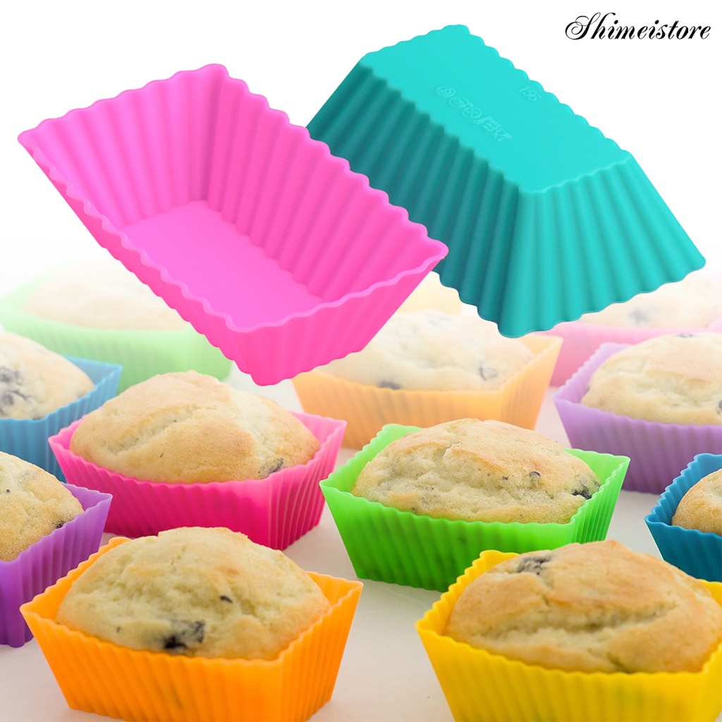 [BG5] 12 Cốc Làm Bánh Thạch Bằng Silicone Hình Chữ Nhật Có Thể Phân Hủy