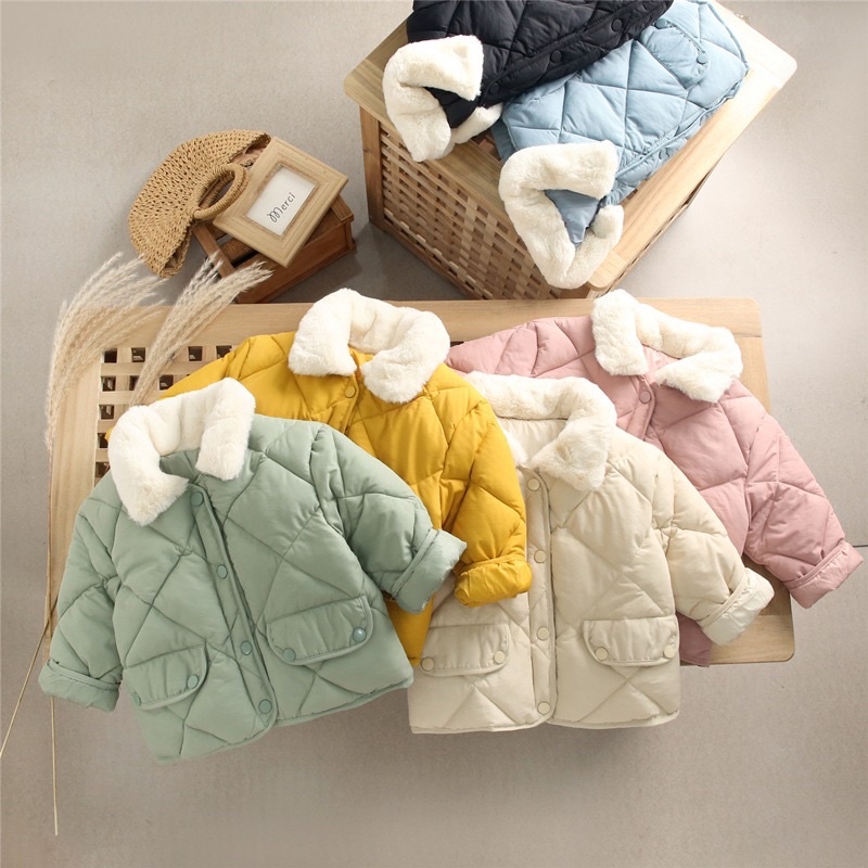 Áo Khoác Phao Siêu Nhẹ Cổ Lông Cho Bé Siêu Ấm loại 1
