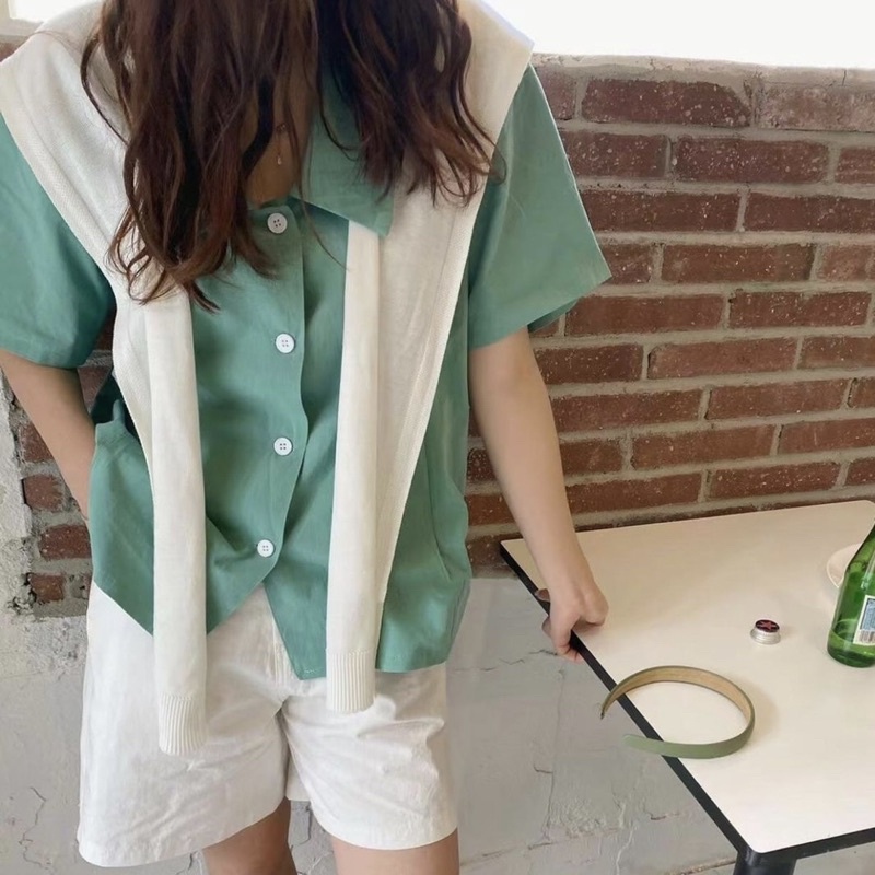 Áo SM cổ nhọn tay ngắn freesize Pumi