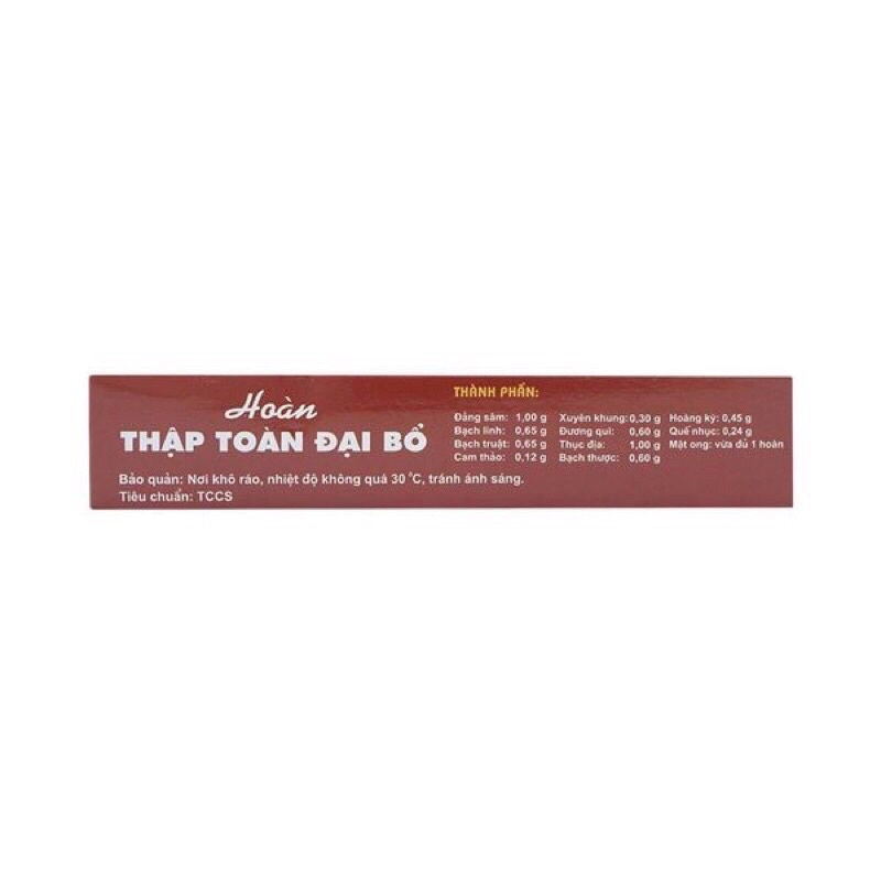 Hoàn Thập Toàn Đại Bổ - Traphaco (Khí và huyết đều hư: sắc mặt trắng xanh, hơi thở ngắn, dễ ra mồ hôi, tay chân không ấm