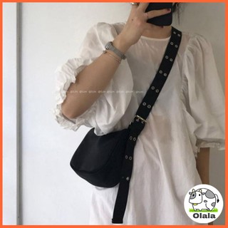 Túi Đeo Chéo Nữ Dây Nhiều Lỗ Màu Đen Thiết Kế Đơn Giản Phong Cách Hàn Quốc DC02