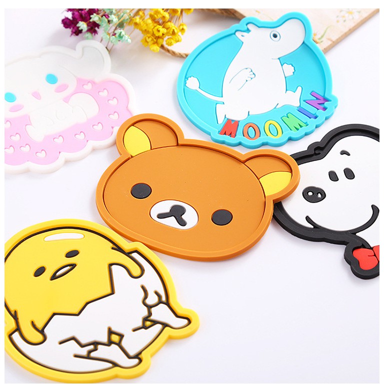 Tấm lót ly bằng PVC mềm chống trượt chịu nhiệt hình chú chó Cinnamoroll