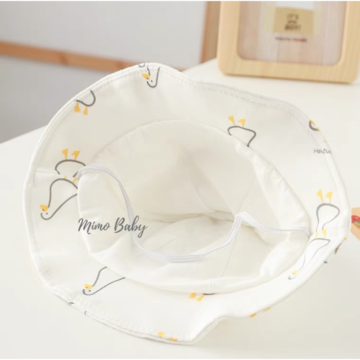 Mũ sơ sinh vải mềm chóp bông in họa tiết dễ thương cho bé MH142 Mimo Baby