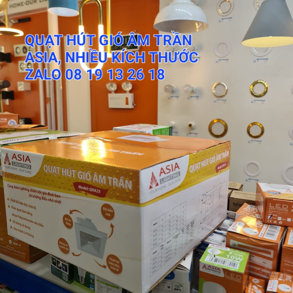Quạt hút gió Âm Trần nhà tắm wc Asia, nhiều kích thước, màu trắng, nhựa ABS siêu bền, độ ồn thấp.
