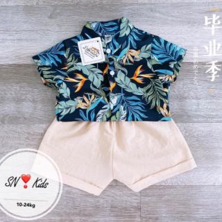 Set bộ bé trai hoa lá cành