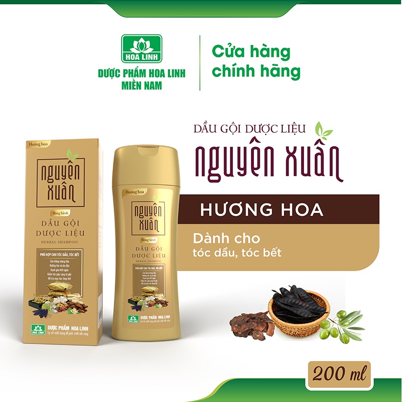 Dầu gội dược liệu Nguyên Xuân Bồng bềnh 200ml - Ngát hương hoa, phù hợp cho da đầu dầu.