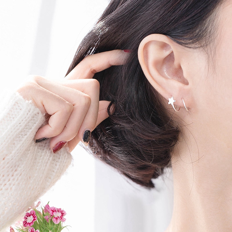 Khuyên Tai Dạng Xoắn Ốc Họa Tiết Ngôi Sao Thời Trang