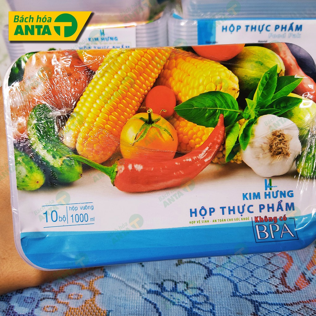 10 bộ Hộp nhựa thực phẩm có nắp dùng được cho lò vi sóng Kim Hưng | Ấn vào chọn size - hộp chữ nhật đựng thức ăn