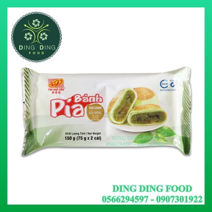 [ Combo 2 Bịch ] Bánh Pía Kim Sa Trà Xanh Trứng 150g ( 1 Bịch 2 Cái Bánh To ) Tân Huê Viên - DING DING FOOD