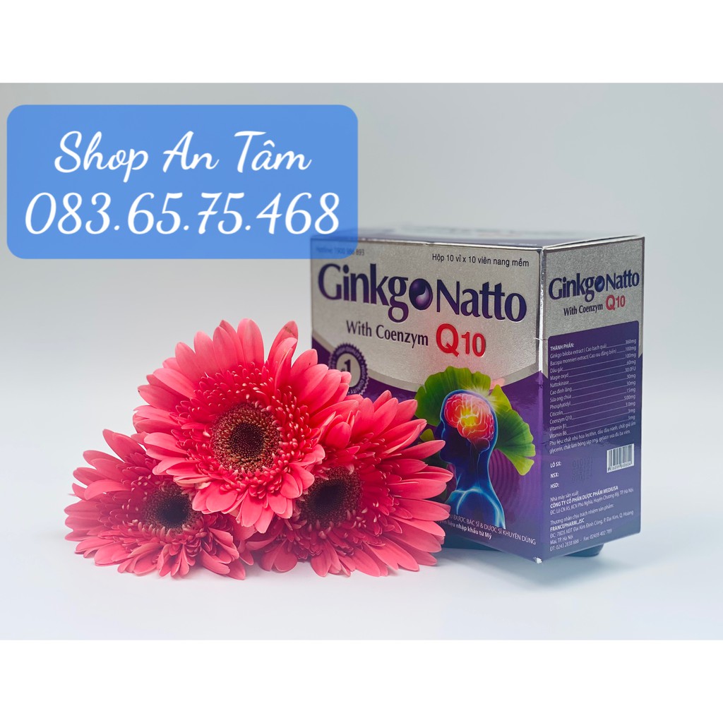 Viên uống bổ não Ginkgo Natto Q10 hộp 100 viên Giúp bổ sung dưỡng chất cho não