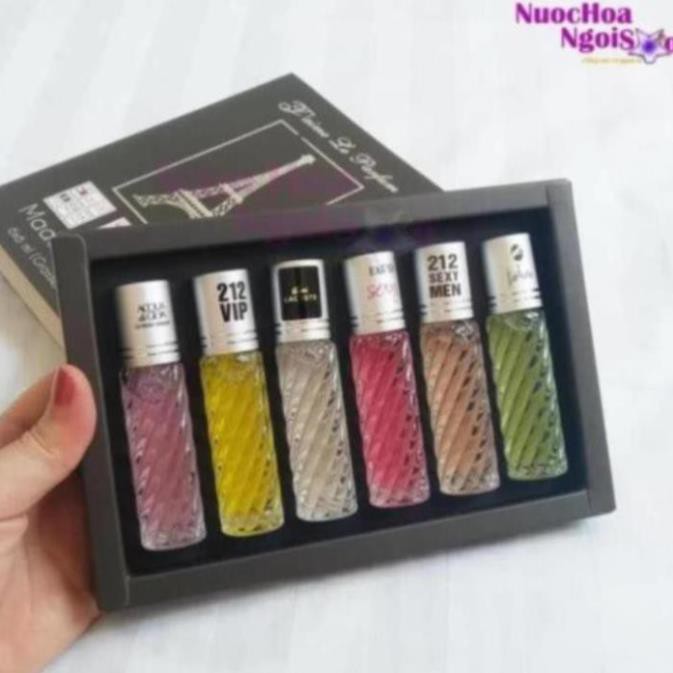 Hộp set 6 chai nước hoa lăn chiết Pháp