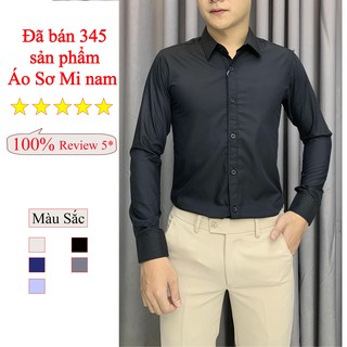 [Tiền Nào Của Nấy] Áo sơ mi nam dài tay chất lụa trơn dáng ôm, co dãn không nhăn cho cân nặng 45-78kg