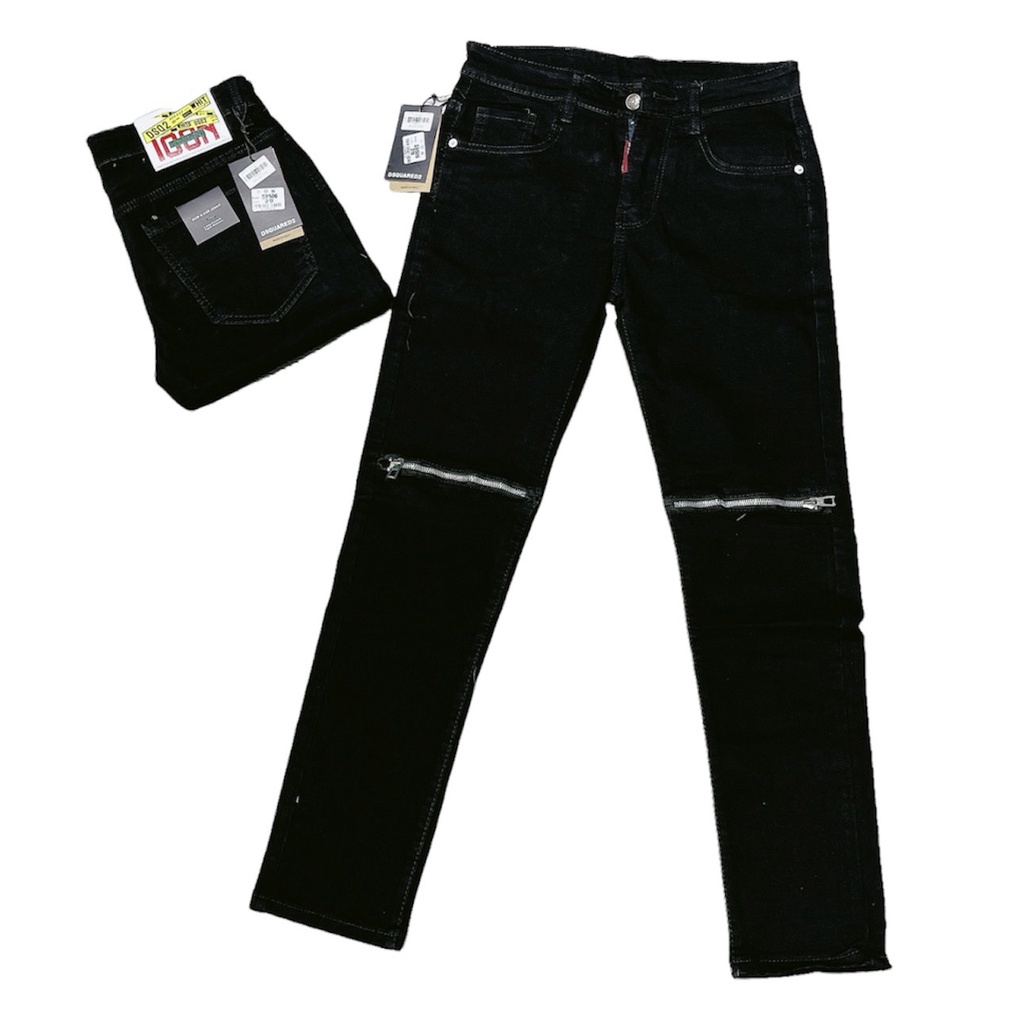 Quần Jean Nam Khóa Gối Vá Da Thỏ . Quần Bò Nam Vá Da Rách Gối Ống Côn Chất Vải 100% Cotton Thô Co Gian DT STORE MENWEAR