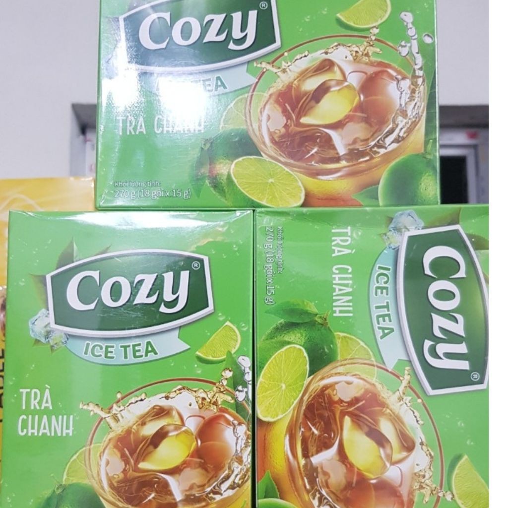 TRÀ COZY ICE TEA HƯƠNG CHANH / HƯƠNG ĐÀO 270G ( 18g * 18 gói )( Bao bì mới)