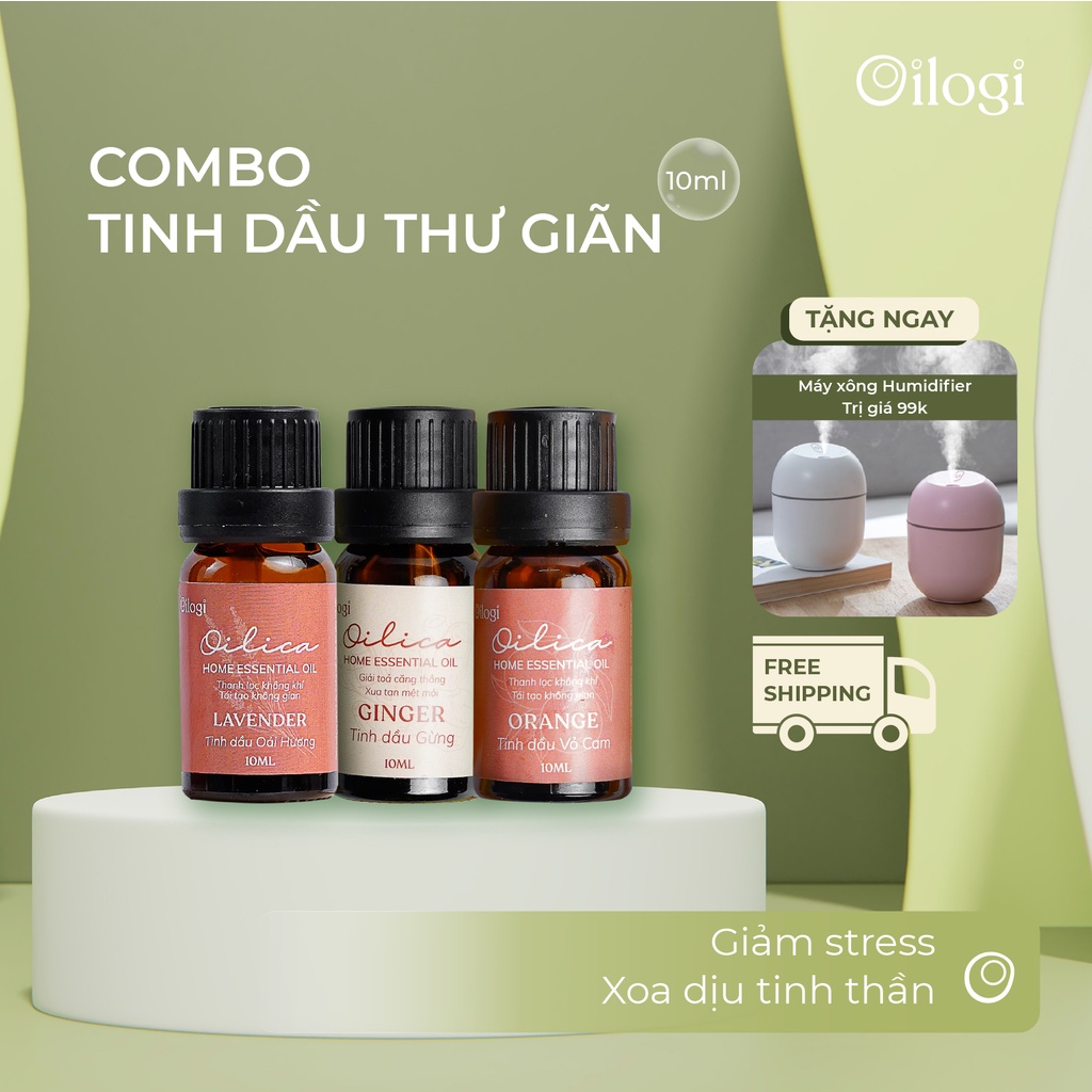 Khi mua kèm combo 3 lọ tinh dầu bất kỳ, giúp thư giãn, thanh lọc không khí, chăm sóc sức khoẻ