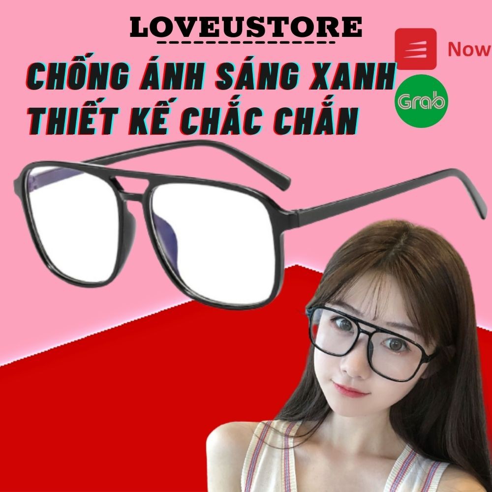 Mắt kính giả cận unisex thời trang nữ nam thiết kế gọng vuông cá tính chống ánh sáng xanh phong cách Hàn Quốc đẹp