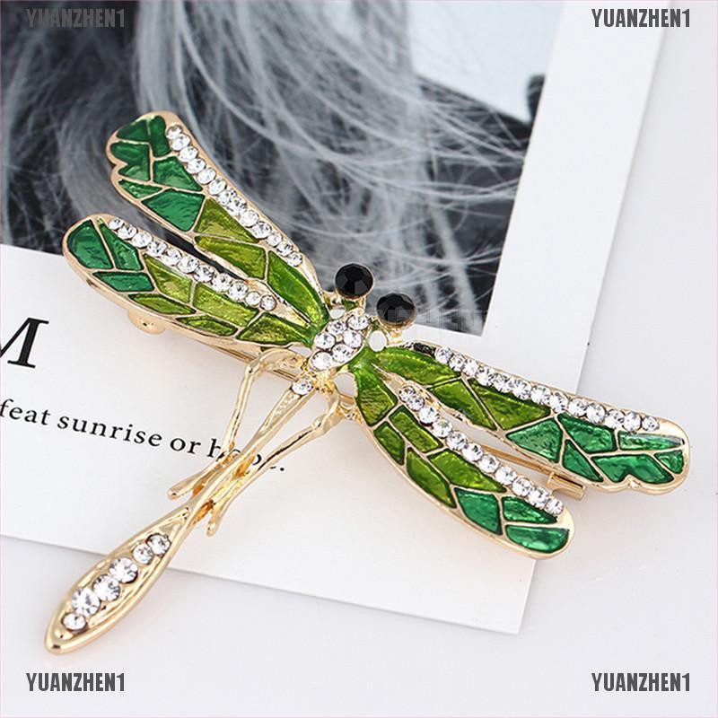 [YUANZHEN1] Trâm Cài Áo Pha Lê Hình Chuồn Chuồn Tráng Men Cho Cô Dâu