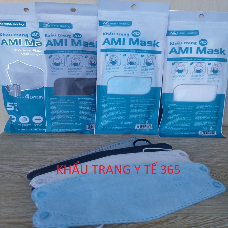 Sét 10 Chiếc Khẩu trang y tế 4D,AMI MASK KF94, Cá, Chuẩn 4 Lớp Kháng Khuẩn