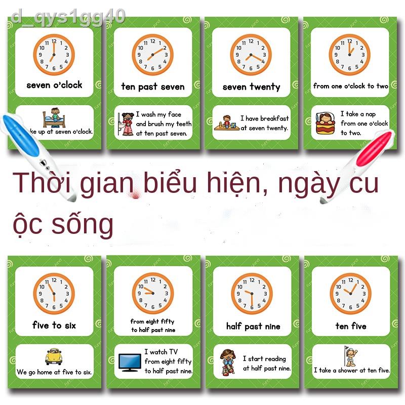 Thời gian Tiếng Anh đồng hồ thời gian biểu hiện điểm đọc thẻ flash cụm từ cuộc sống giáo dục mầm non khai sá