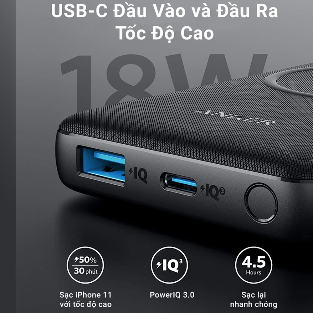 Sạc dự phòng không dây ANKER A1617 PowerCore III 10000mAh - Phân Phối Bởi Vietstore