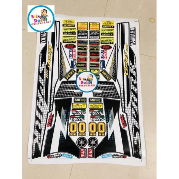 Tem rời Sirius spark trắng đen tặng kèm logo sticker