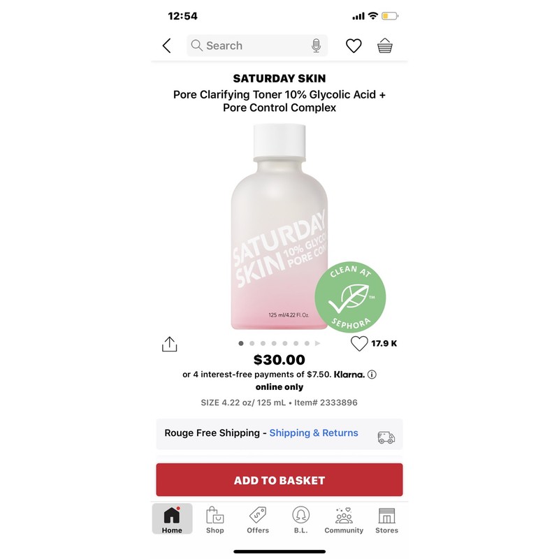 [SALE 40%] Toner (nước cân bằng da) AHA Saturday Skin 125ml