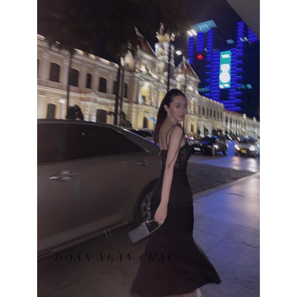 Set áo ren nhún ngực 2 dây + chân váy xoè