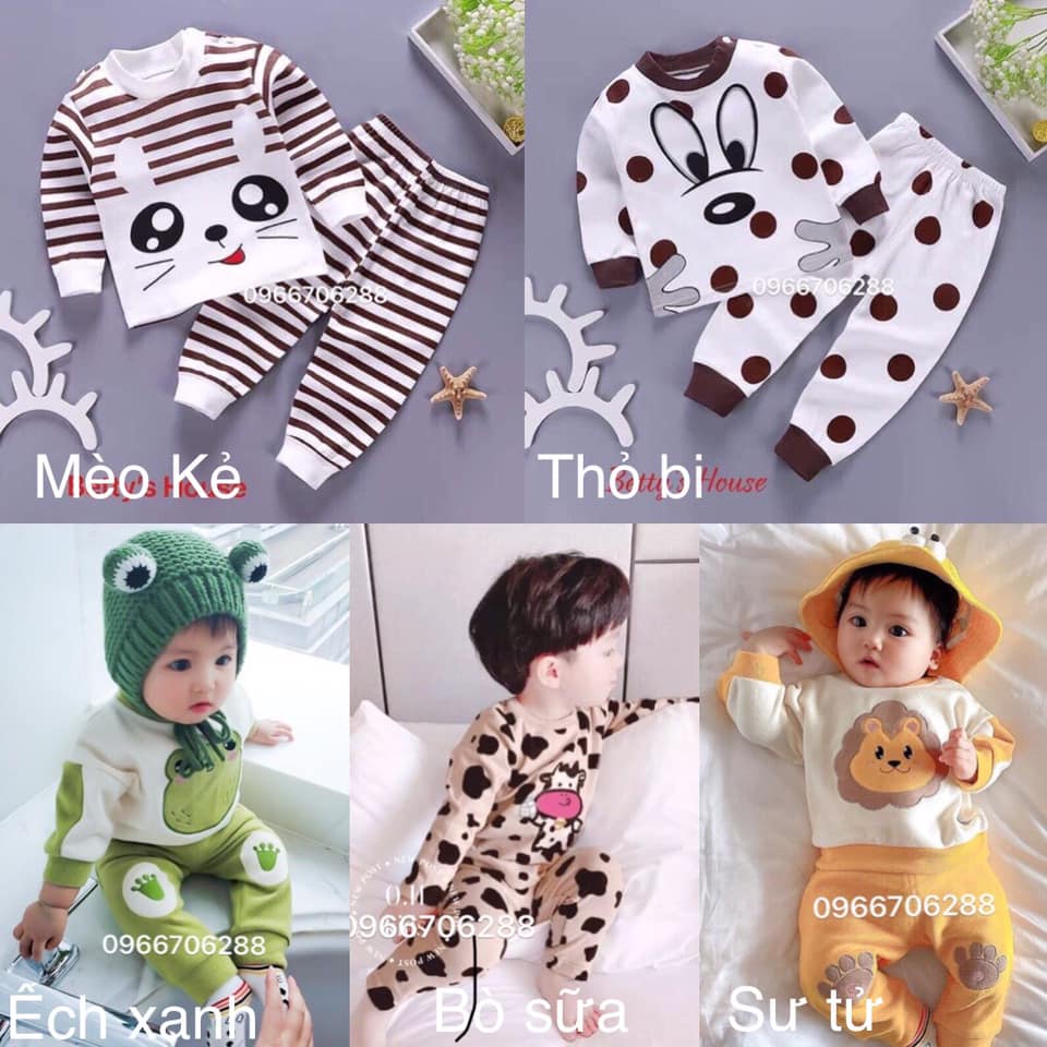 [SIÊU SALE] Bộ quần áo trẻ em dài tay thun cotton co dãn 4 chiều cho bé từ 0-5 tuổi