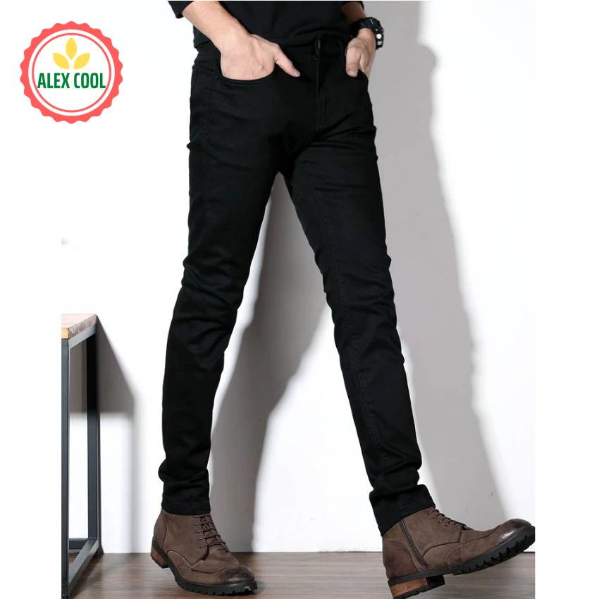 [ Free Ship ] Quần jean nam đen trơn chất kaki nhẹ ống côn cao cấp, phù hợp mùa hè, alex cool