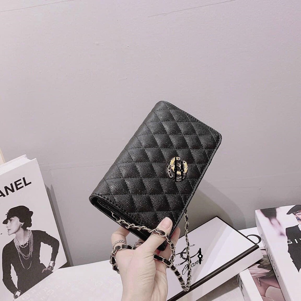 Ví CN trám khóa đính đá có dây đeo chéo ,💖FREESHIP💖, hàng có hộp size túi 19