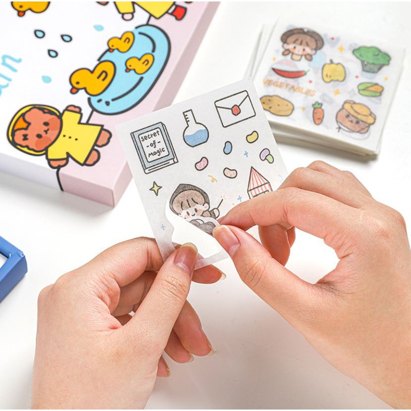 Bộ 100 tấm sticker Cô gái dễ thương hình dán cute trang trí sổ tay | BSB138