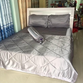 Bộ ga phi lụa thái Tuấn 5 món 1m6 (hình tự chụp 100%)