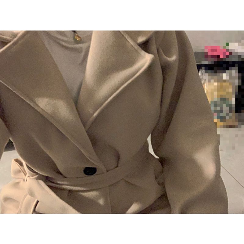 Áo dạ dáng ngắn 1 lớp dày dặn thắt eo phong cách hàn quốc hàng quảng châu