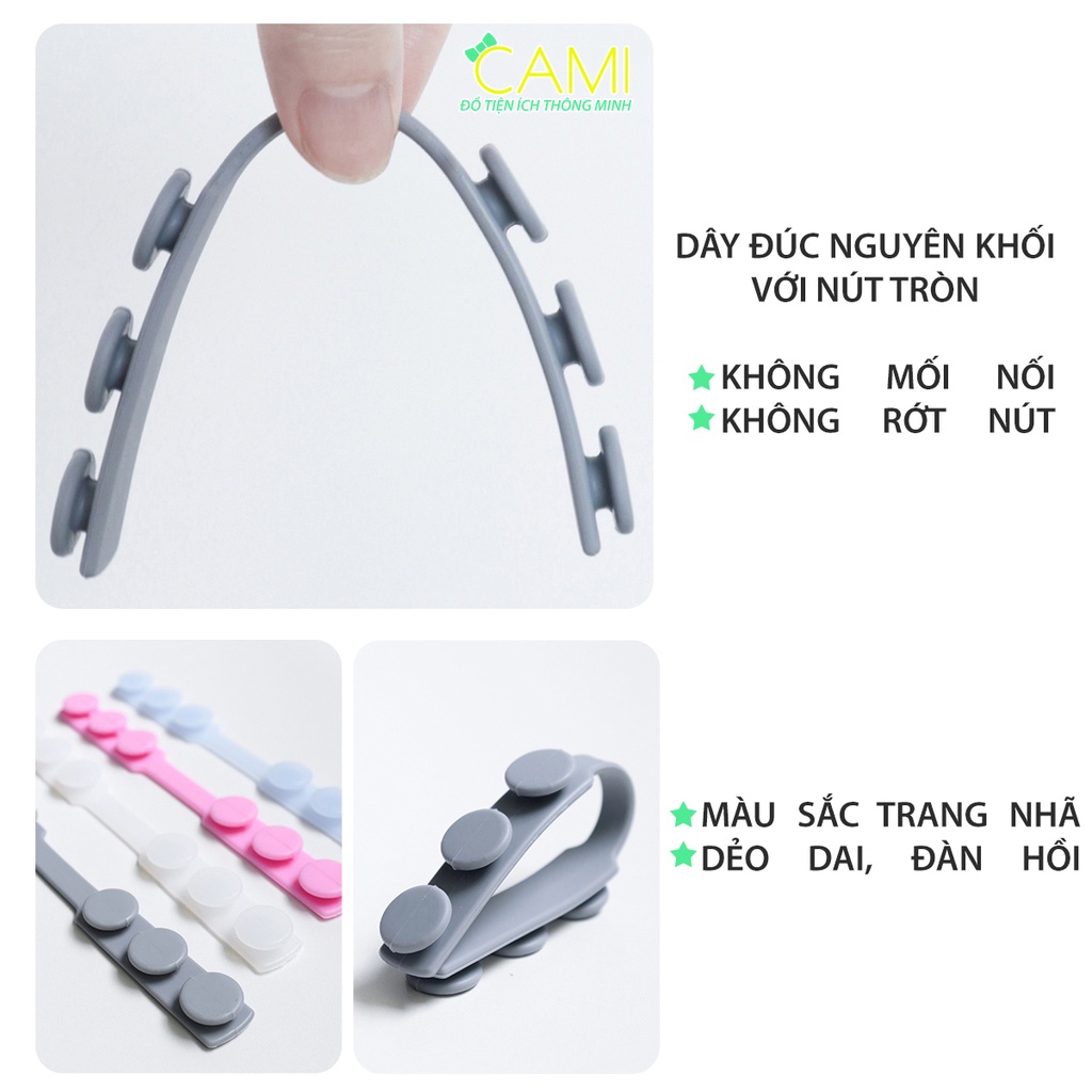 Dây đeo khẩu trang chất liệu silicone mề, dẻo giảm đau vành tai có 6 nút điều chỉnh kích thước_Cami_CMPK201