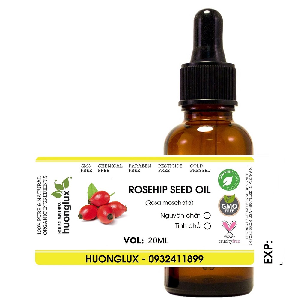 Organic dầu hạt tầm xuân hữu cơ Rosehip seed oil dưỡng da, ngừa mụn và thâm mụn