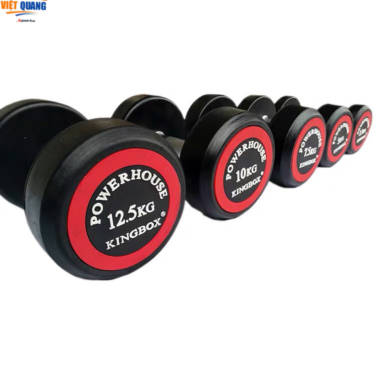 Tạ tay lõi Gang đặc KINGBOX 10kg bọc cao su Hàng Nhập Khẩu