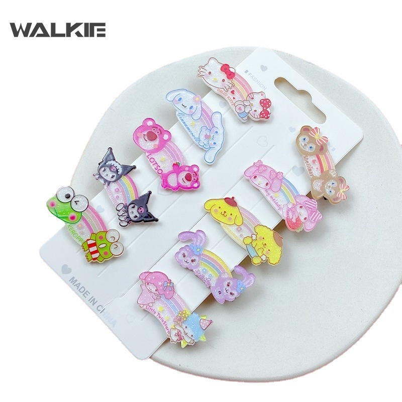 Set 10 Kẹp Tóc Hello Kitty Cinnamoroll Kuromi MyMelody Dễ Thương Thích Hợp Làm Quà Tặng Cho Bé Gái