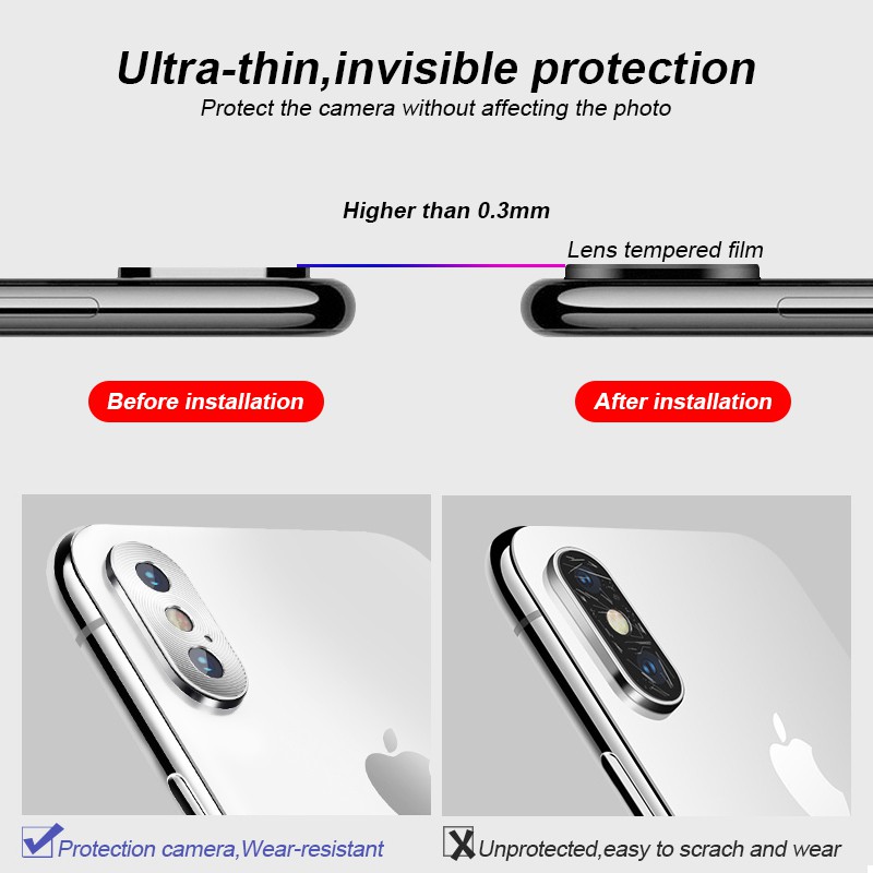 Vỏ Kính Cường Lực Bảo Vệ Camera Sau Cho Iphone Xs Max Xr Xs 7 8 Plus X 7