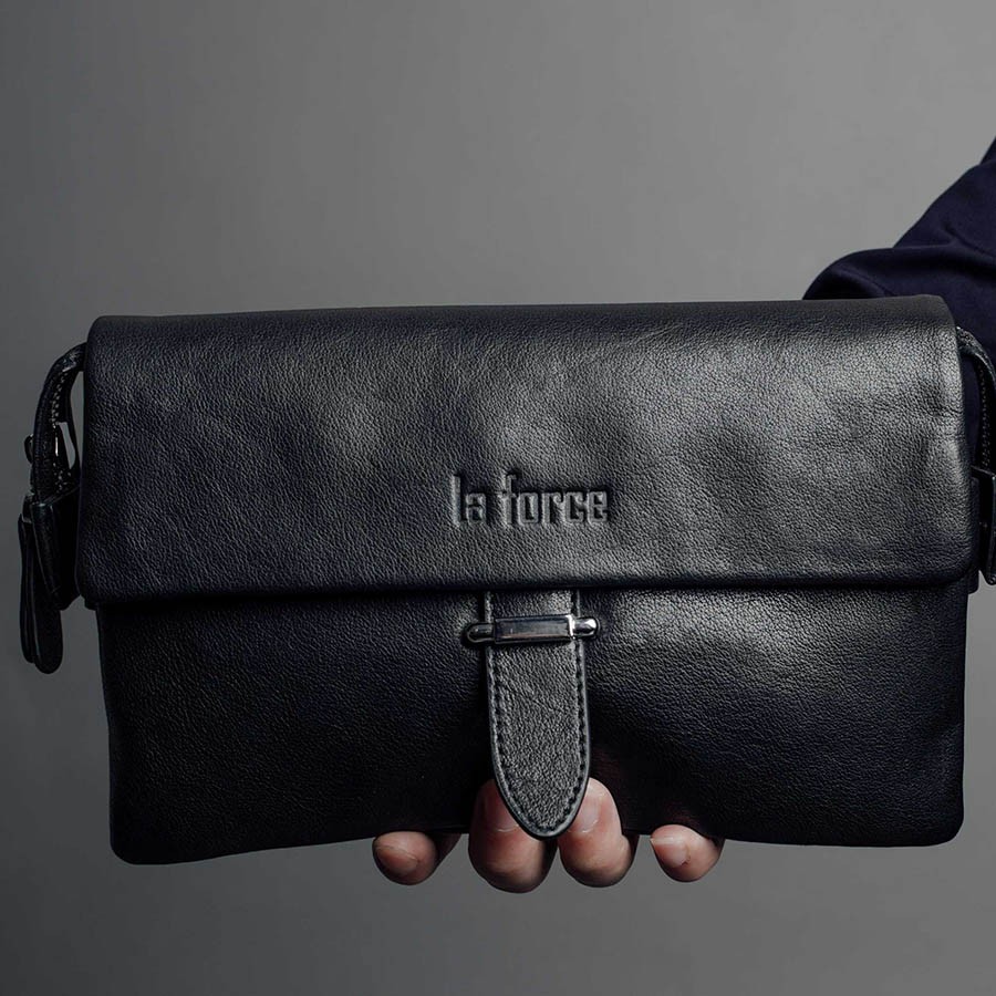 Ví Nam Cầm Tay LAFORCE Nắp Gập Da Trơn VCTLA9029-D Tặng Tất Nam Cao Cấp