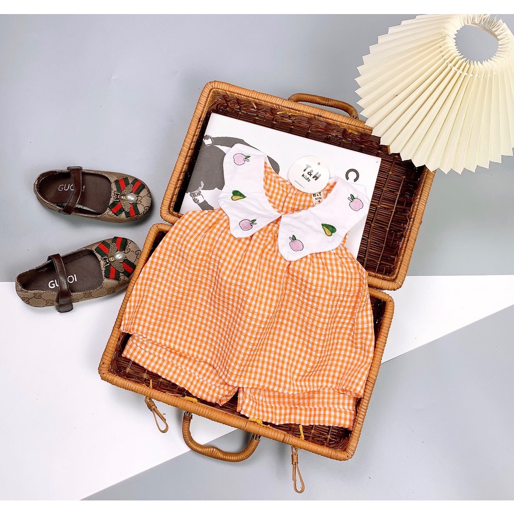Bộ bé gái, Set đồ đi chơi bé gái, cổ sen thêu cực xinh từ  - Richkid123