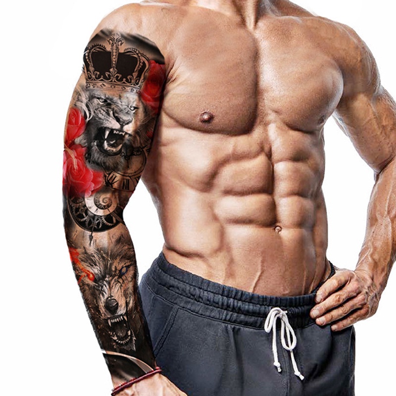 Hình Xăm Tạm Thời Không Thấm Nước Hình Đầu Lâu Cỡ Lớn Trang Trí Cánh Tay Chất Lượng Cao Cho Nam