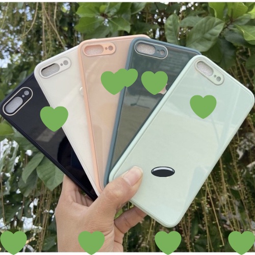 Ốp IPhone 6G đến 13ProMax - Ốp kính Viền vuông chống bẩn, Lưng kính cường lực viền dẻo cùng màu với lưng máy iphone