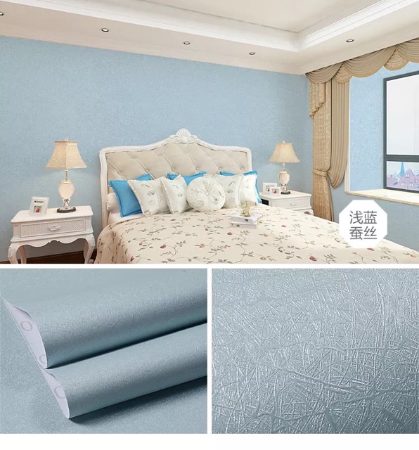 10m giấy dán tường sợi vân nổi 3d đủ màu keo sẵn khổ 60 cm