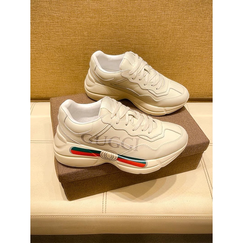 Giày Thể Thao Nữ Độn Đế Giày Gucic Sneaker Tăng Chiều Cao Màu Kem Chất Liệu Da PU Bền Đẹp
